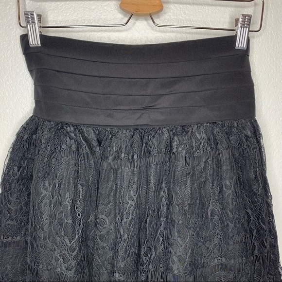 Anthropologie Boho Silk Lined Black Tiered Lace Skirt Size 2 - Picture 5 of 10